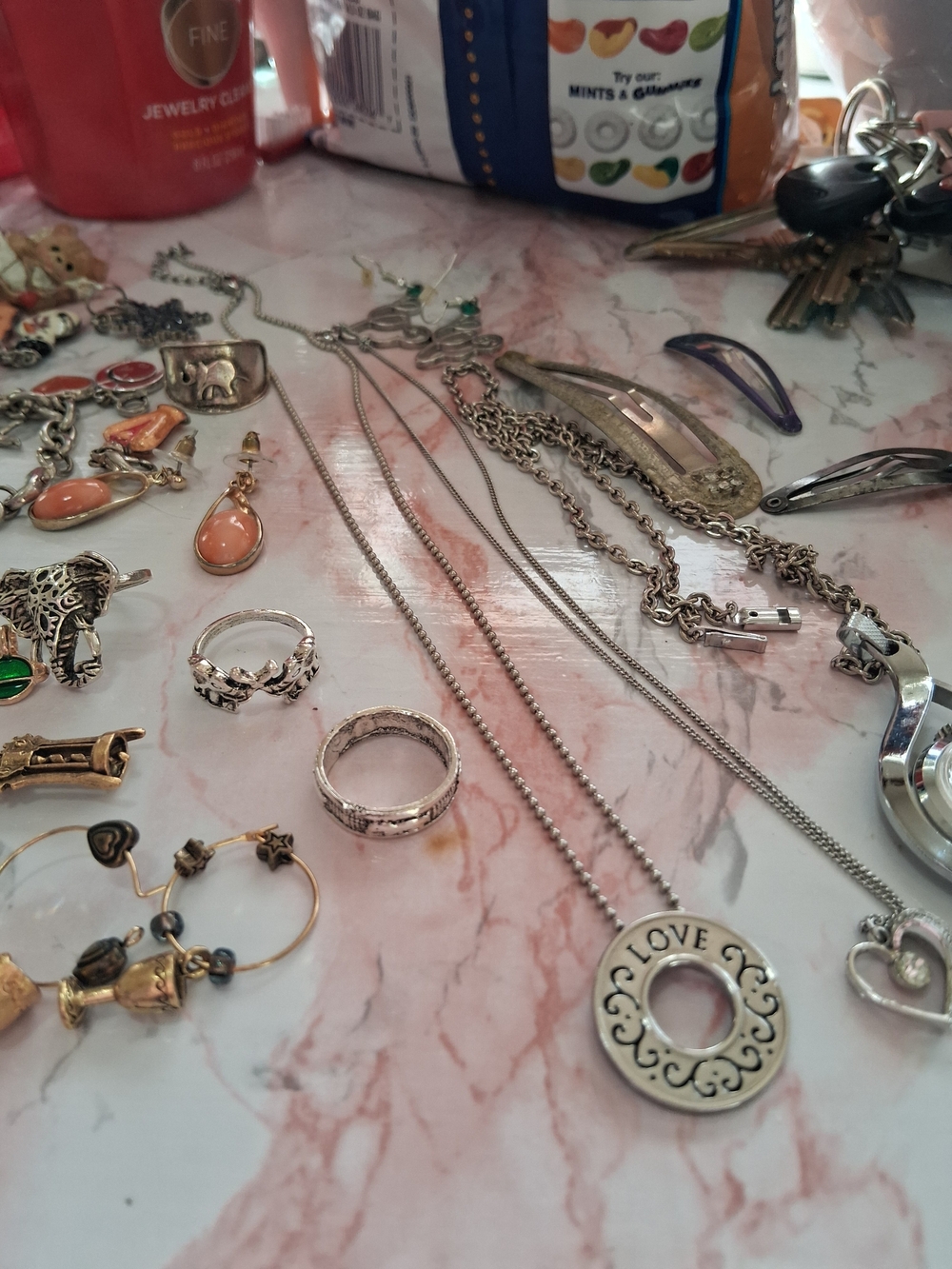 Silver Tone Mixed Jewelry Collection - Assorted Charms and Necklaces - Picture 5 of 12